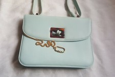 Vintage Sonia Rykiel Paris Mint Green Leather Bag W/ Bakelite Accents