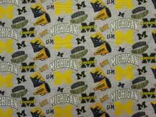 UNIVERSITY OF MICHIGAN U of M WOLVERINES FAN CHEER DIGIAL PRINT COTTON FABRIC FQ
