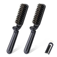 2Pcs Travel Hair Brush Mini Folding Hair Brush Collapsable Boar Bristles Hair...