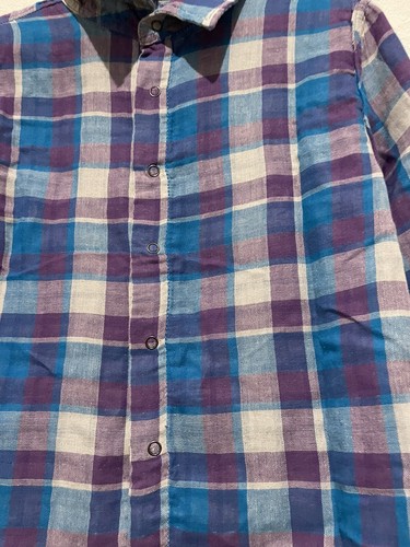 New Op Reversible top Long sleeve button down shirt Boy Size 10/12 plaid - Picture 6 of 6