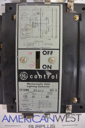 CR160MB  3102C General Electric 30 amp Mechanically Held Lighting Contactor 115v - Picture 2 of 4