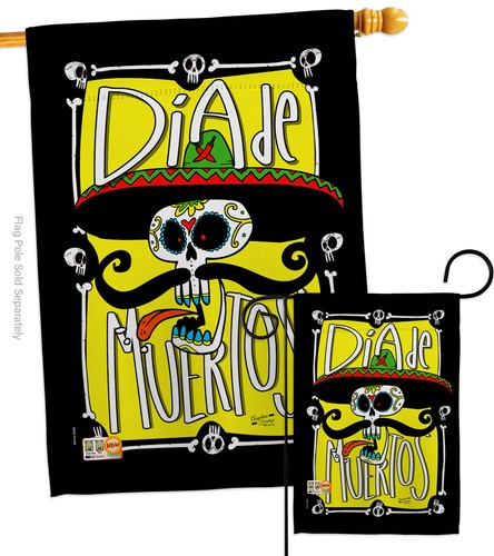 Día de Muertos Cráneo Halloween Día de Muertos Jardín Mexicano Casa Patio Bandera - Imagen 4 de 13