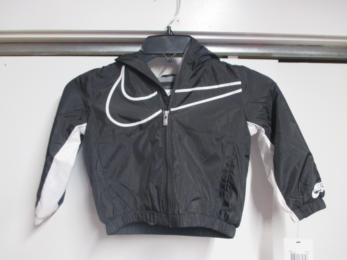 NIKE TODDLER BOYS HOODED FLEECE LINED ZIP UP JACKET (SIZE 2T) NWT BLACK BIG  LOGO