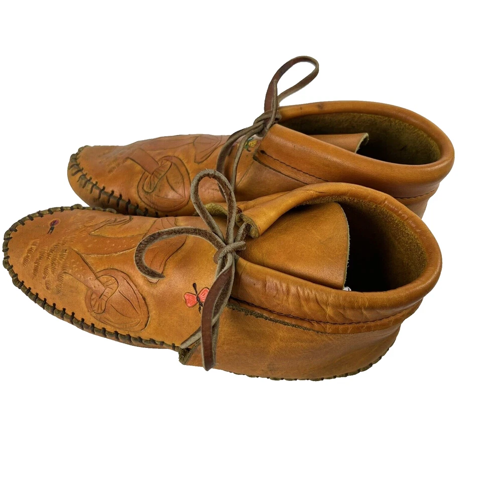 Mocasines Cuero Hecho a Mano Cordones Hippie Boho Zapatillas Cuero Seta PEQUEÑAS Foto 4 de 4