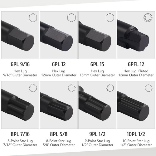 16pc Locking Lug Nut Master Key Set CrMo SAE and Metric Wheel Lock Removal Kit - Picture 3 of 10