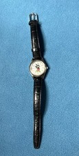 Vintage Mickey Mouse Disney Time Works Original Disney Black Leather Band-READ