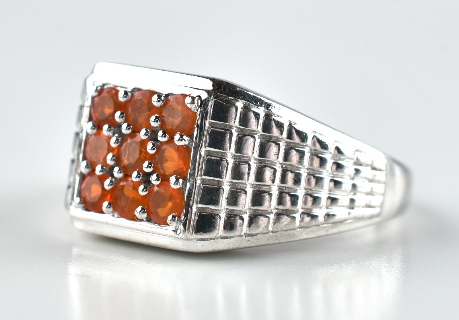 Sterling Silver Trillion Cut Lab Ruby Red Stone R… - image 2