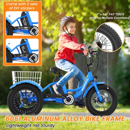 16" Electric Tricycle for Youth Kids 250W 24V Electric Trike Bike Christmas Gift - Picture 13 of 15