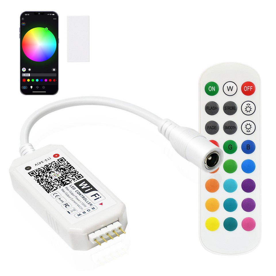 Controller Regolatore Wi-Fi Striscia LED RGB 12/24V DC Con Telecomando - Foto 3