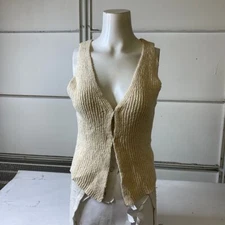PILCRO By Anthropologie Kiss-front Sweater Tank Women's Size M Ivory