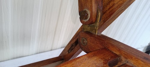 RARE Mid-Century Teak Rex Folding lawn Chair Elegant Unique brass inlay Comfy - Picture 11 of 23