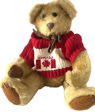 Russ Berrie BLAIR Teddy Bears From The Past 11" Canada Red White Sweater EUC