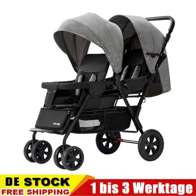 Kinderwagen Klappbar Zwillingsbuggy Kombikinderwagen Doppelsitz Geschwisterwagen