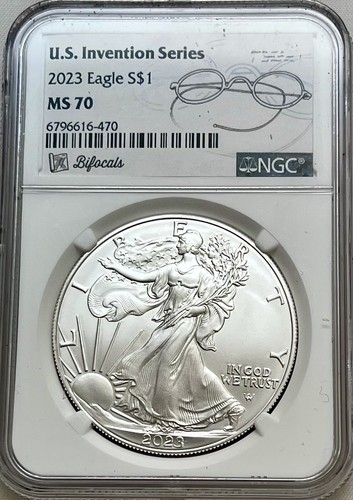 2023 American Silver Eagle US Invention Series (Bifocals) NGC MS 70