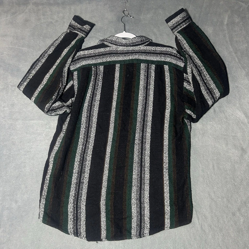 Vintage Camel Collection Button Up Shirt Men’s Size L Black Striped Untucked Fit - Image 4 of 4