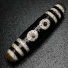 Antique Chinese Tibetan High-Oil Patina Five-Eyed Dzi Bead