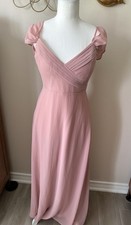 Birdy Grey Pink Chiffon Bridesmaid Dress Small Wedding Guest Maxi Pockets