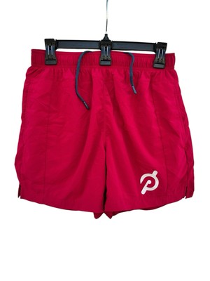 Fourlaps x Peloton Shorts Men's Medium Red Drawstring Elastic Waist Logo 4 EUC