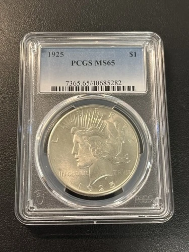 1925 Peace Dollar PCGS MS-65 - UNCIRCULATED - WHITE LUSTER - CERTIFIED SLAB - $1
