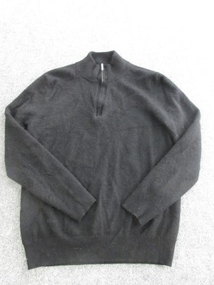 The Commons Sweater Mens Large Black Wool Cashmere 1/4 Zip Mock Neck Pullover