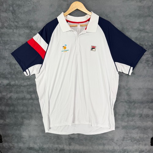 BNP Paribas Open At Indian Wells Tennis Garden Fila White Polo Size 2XL