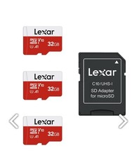 Lexar 32GB Micro SD Card 3 Pack, microSDHC UHS-I Flash Memory Card with Adapter