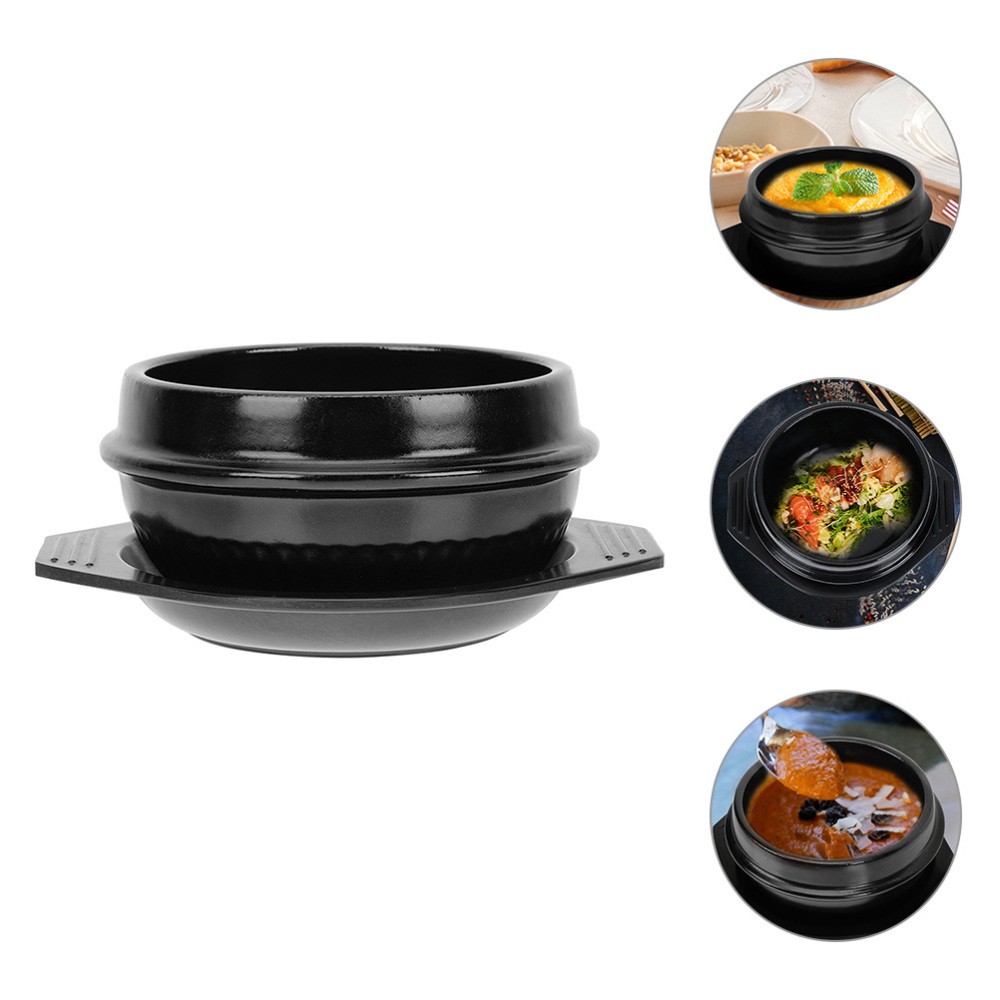 Olla de piedra coreana trabajo arcilla cocina bibimbop platos para servir con tapas