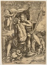 Giorgio GHISI - Vénus embrassant Adonis au retour de la chasse. c.1570. Burin