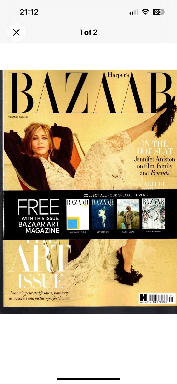 Harper's Bazaar UK Magazine November 2025 - Jennifer Aniston + Bazaar Art Mag