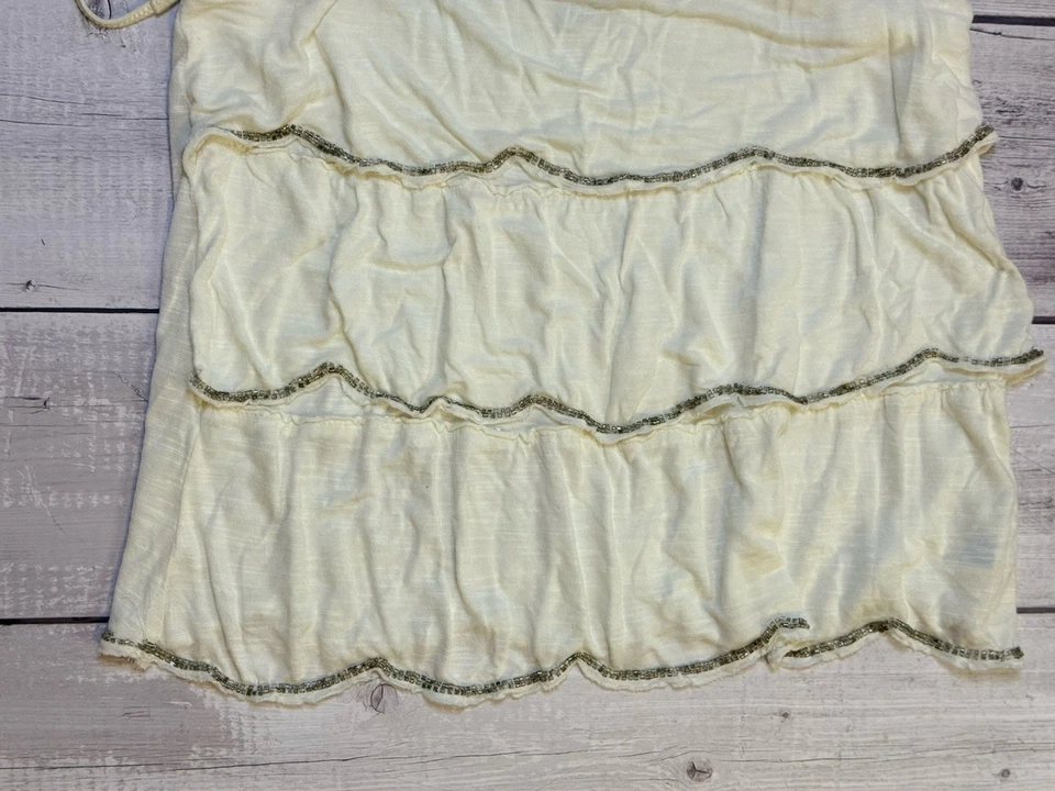 Camiseta sin mangas para mujer American Eagle talla pequeña marfil plata detalle vintage Y2K Foto 4 de 4