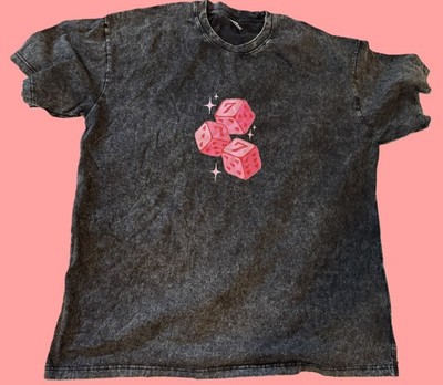 Lucky # 7 Dice Black Distressed Gambling T Shirt Men's XL - NEW