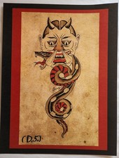 1910s antique tom thomas berg tattoo flash sf, ca opium snake demon 11x14 print