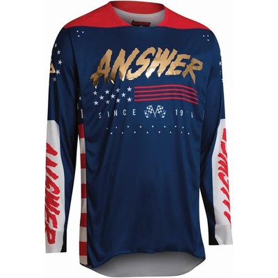 ANSWER A22 Elite rotzone Jersey Hemd blau/rot/weiß Gr. L Motocross MX MTB