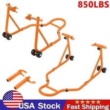 Front & Rear Motorcycle Bike Stand Fork lift Paddock Swing arm Spool Wheel Lift