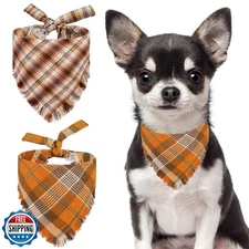Kytely 2 Pack Fall Dog Bandanas Autumn Dog Bandana Thanksgiving Plaid Pets Sc
