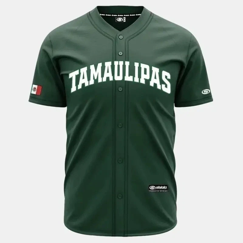 Tamaulipas Baseball Jersey – Mexico Hiphop All-Over Print Shirt (Green)