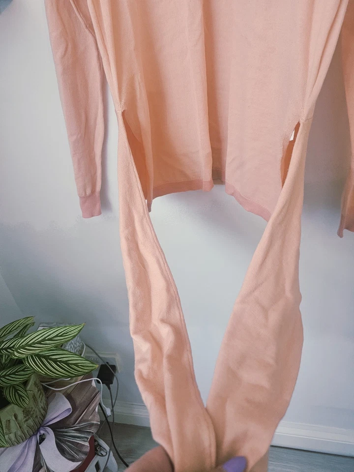 Maje 100% Wool Tie Waist Pink Jumper Size S Long Sleeve Belted Knit (RRP £195) - Image 3 of 4