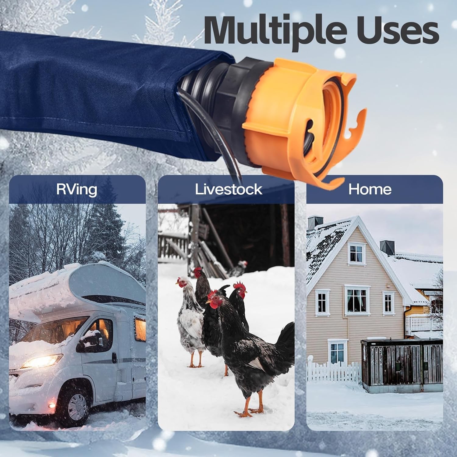 Sewer Hose with Heated Sleeve Avoid Freezing at -45°F, Blue Rv Sewer Hose Kit ，S