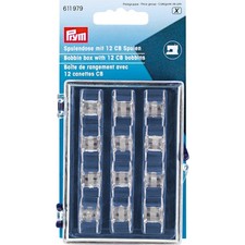 Prym Bobbin Box with 12 Plastic Sewing Machine Bobbins 3 x 7 x 9cm