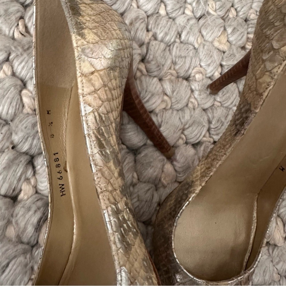 Stuart Weitzman Python Snakeskin Silver Cream Hee… - image 10