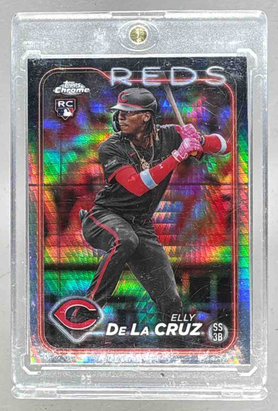 Elly De La Cruz 2024 Topps Chrome #44 Prism Refractor Rookie RC