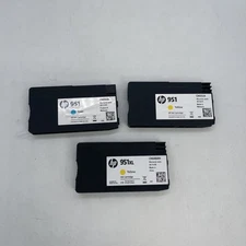 Lot of 3 HP 951XL Ink Cartridges 2 Yellow 1 Cyan Brand New Opened Never Used