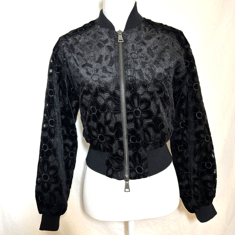 TED BAKER LONDON BLACK LACE BOMBER STYLE JACKET sz 1