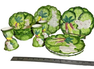 Vintage Strata Group BUNNY LANE Hand Painted Set of 11 Ceramic Brand New