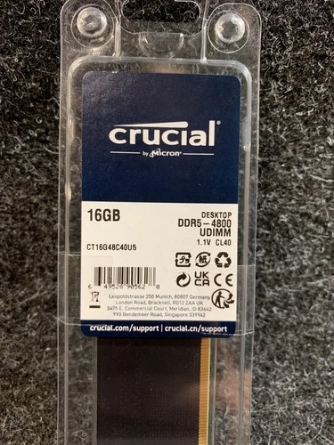 Crucial DDR5 4800MHZ 1x16GB CL40 DESKTOP RAM *MULTIPLE AVAILABLE*