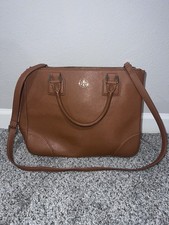 Tory Burch Robinson Double Zipper Tote Bag Brown Leather With Detachable Strap