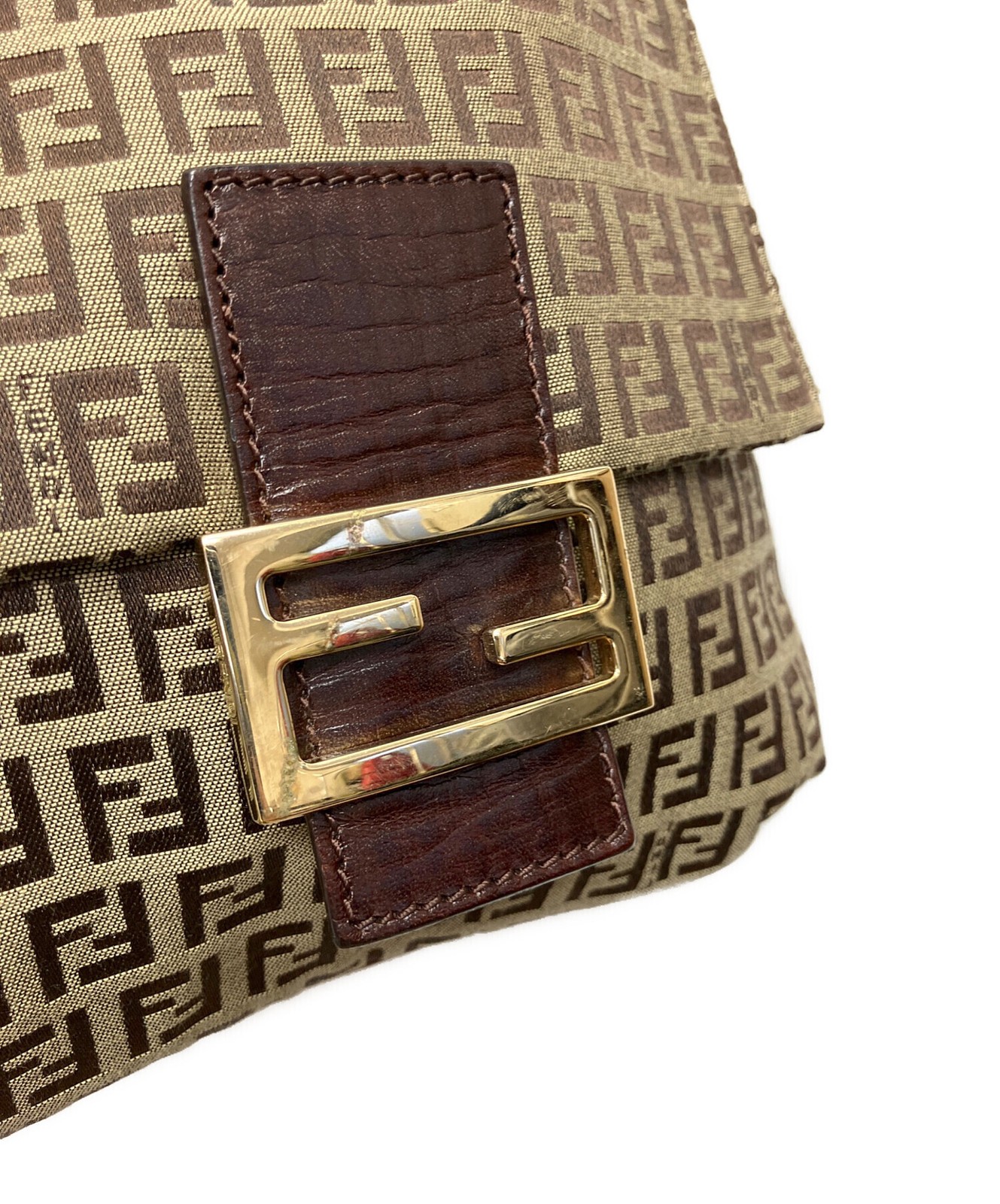 FENDI Shoulder bag Zucchino Mamma FF Logo Hardware Brown Vintage Auth From Japan image 7