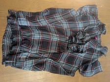 pure energy red and black ruffled sheer top