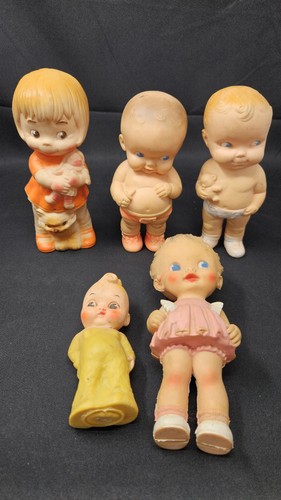 Vintage Squeaky Toys Lot of Rare Ruth E Newton Dolls by Sun Rubber Co