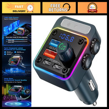 54W Bluetooth Car Adapter, 4 Charging Ports PD 36W QC3.0, FM Transmitter, Deep B